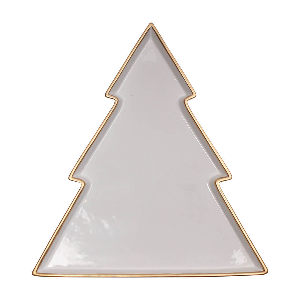 Trimmed Tree Serving Platter Gold