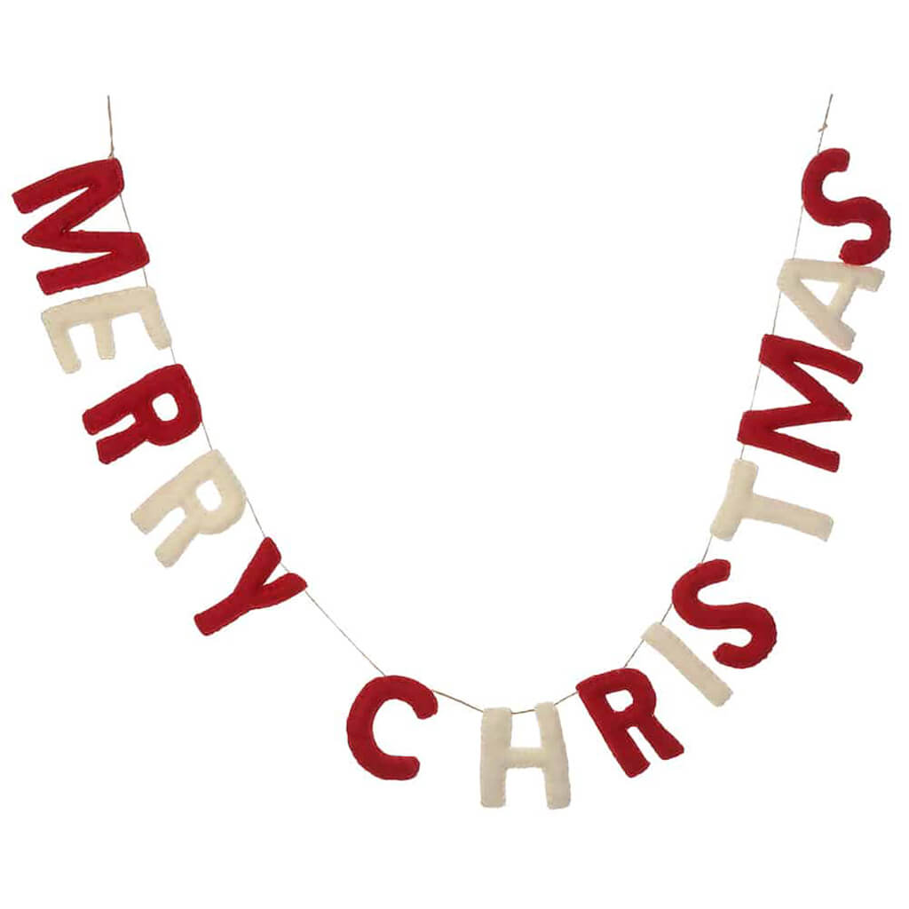 Merry Christmas Banner/Garland Red White 63in