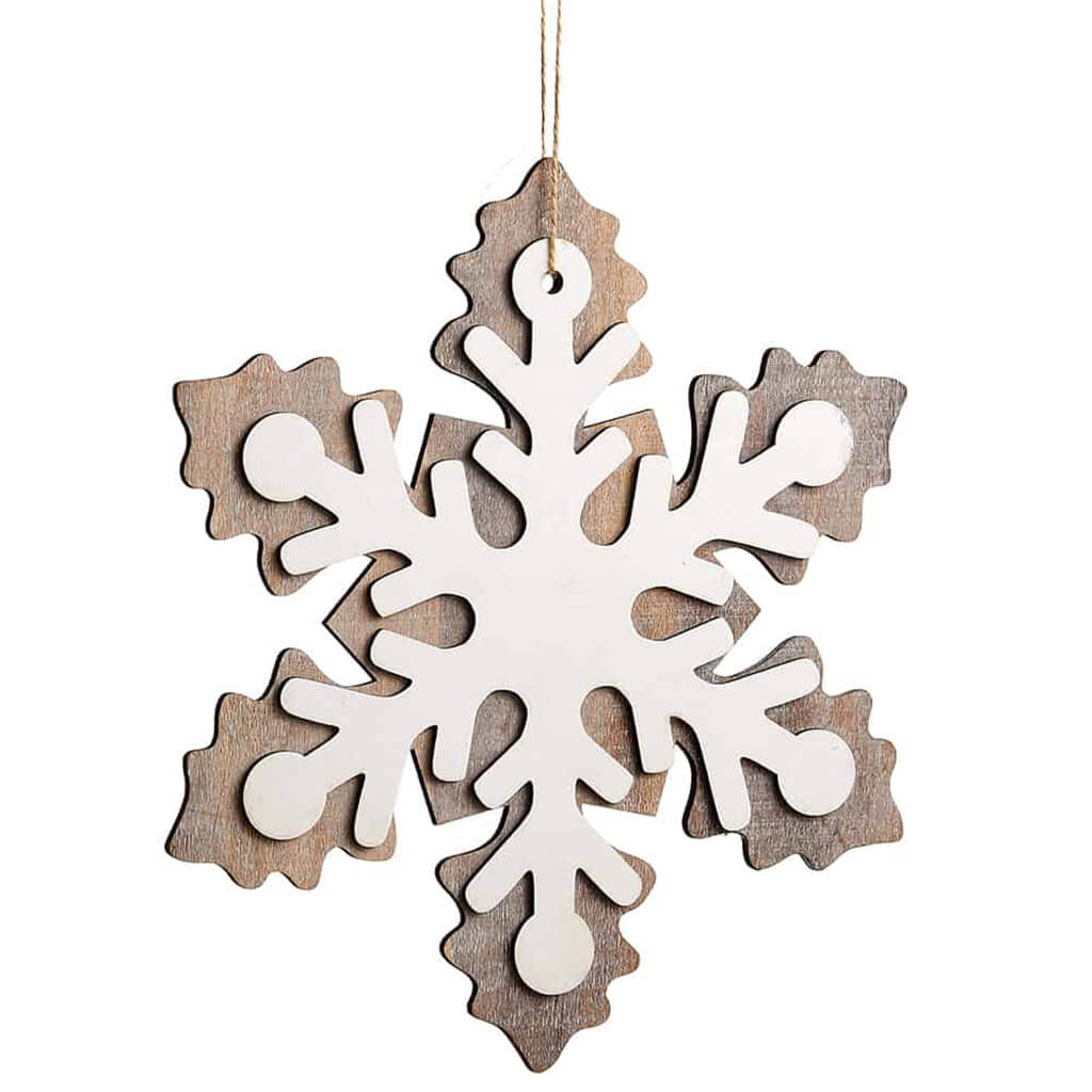 Snowflake Ornament Gray White 11in