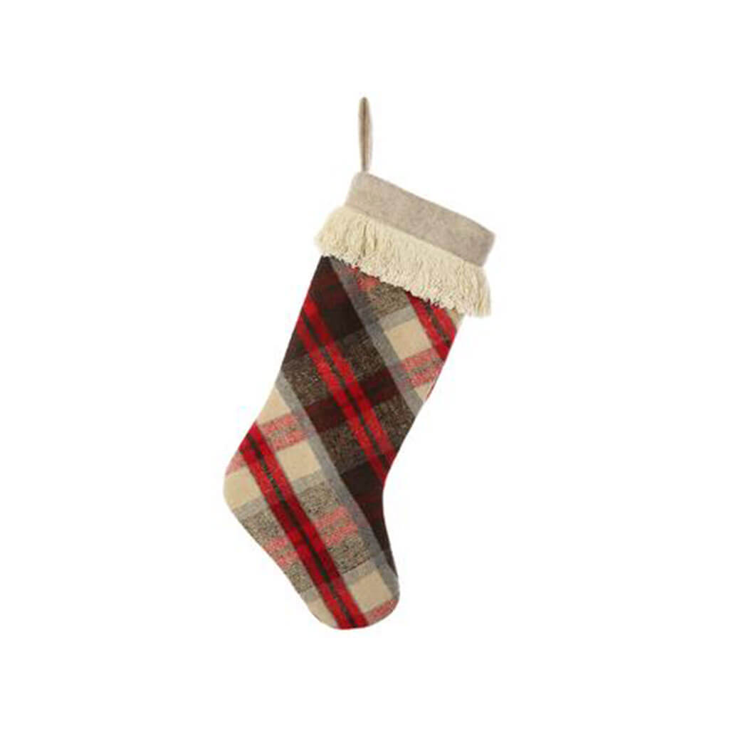 Plaid Stocking Red 20in