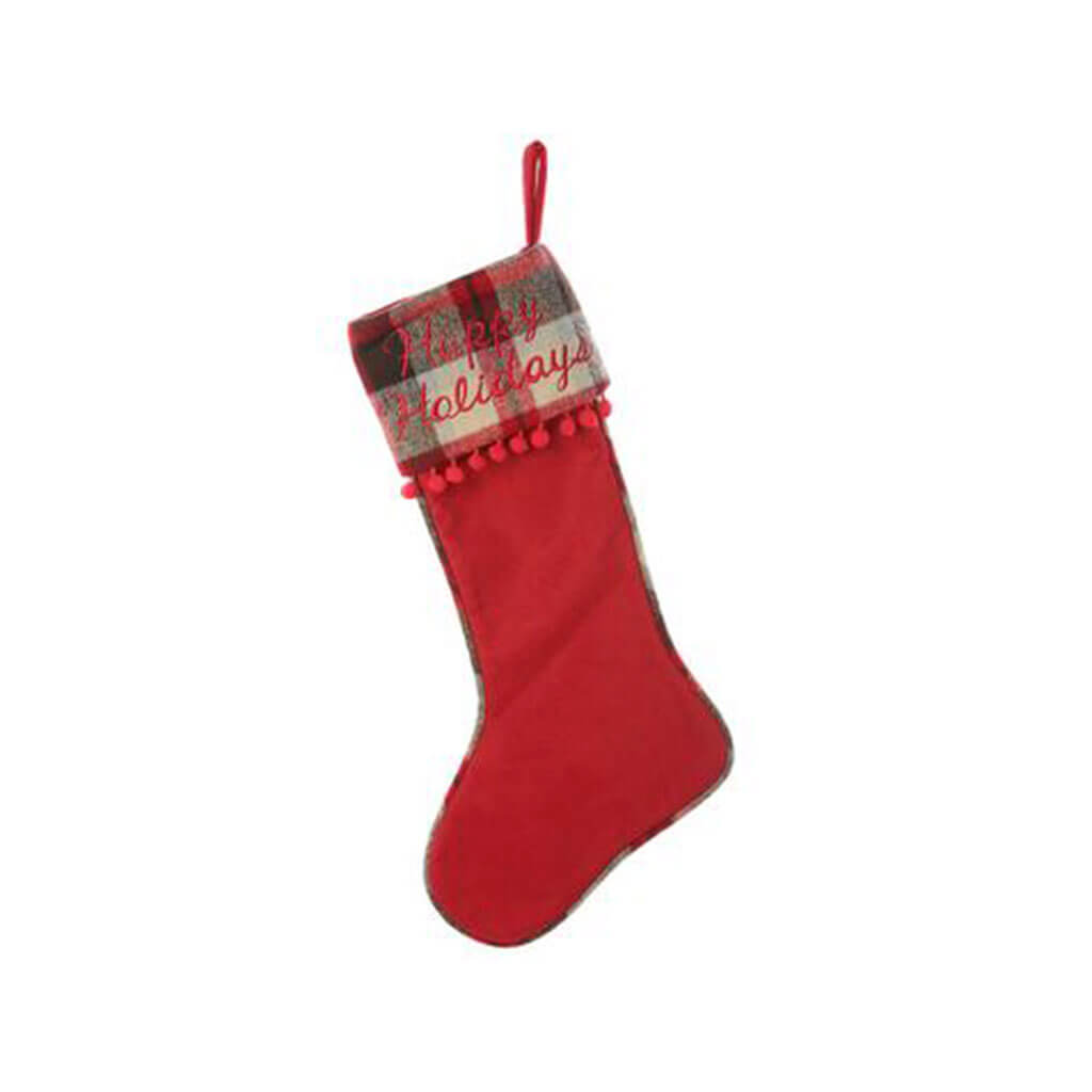 Happy Holiday Plaid Stocking