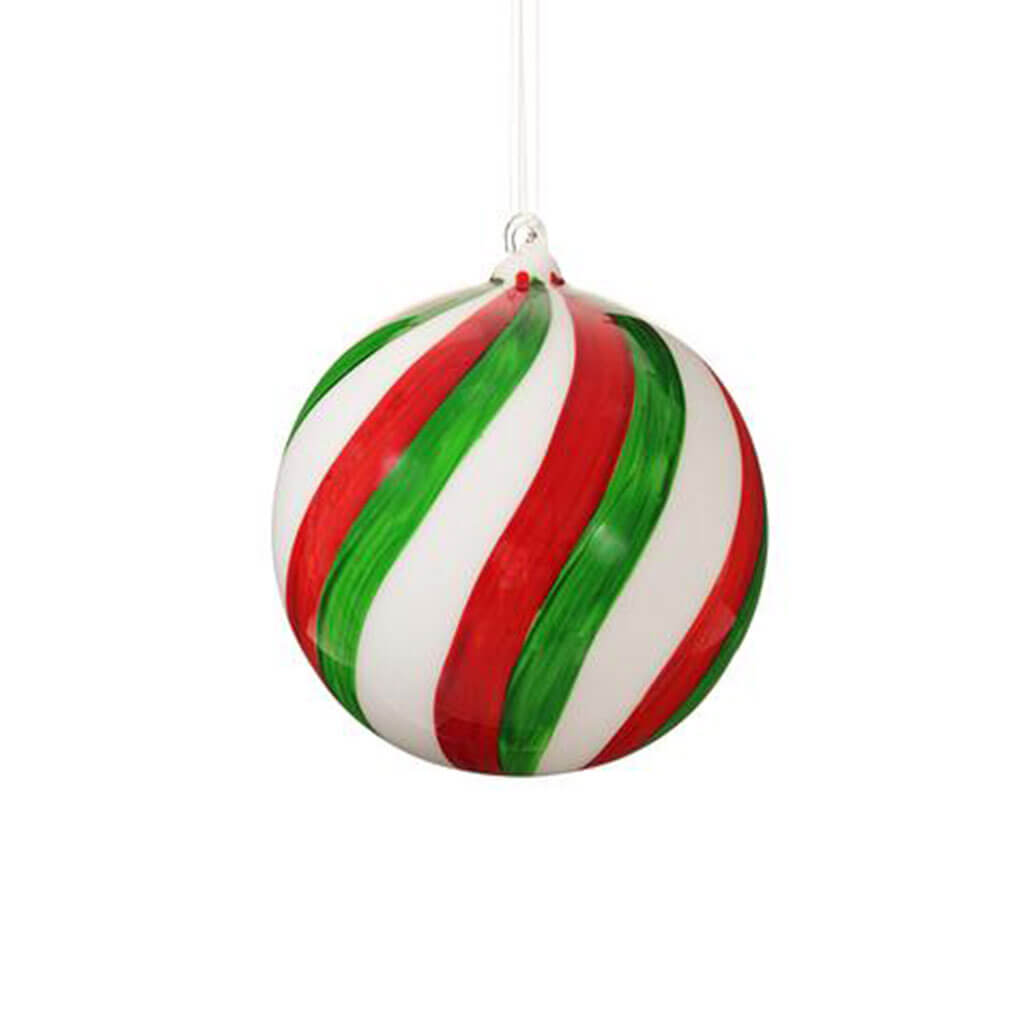 Swirl Glass Ball Ornament 6in