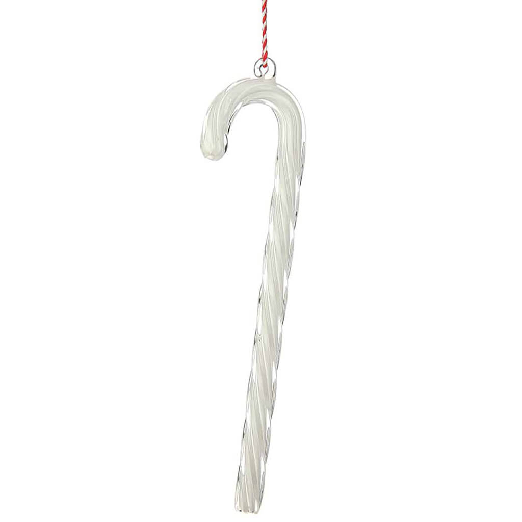 Glass Candy Cane Ornament White 10in H x 1in W x 2.3in L