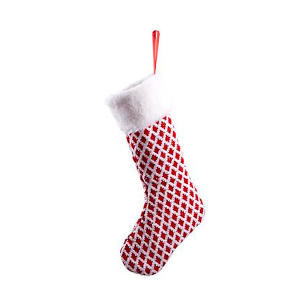 Santa Stocking 20in Red/White