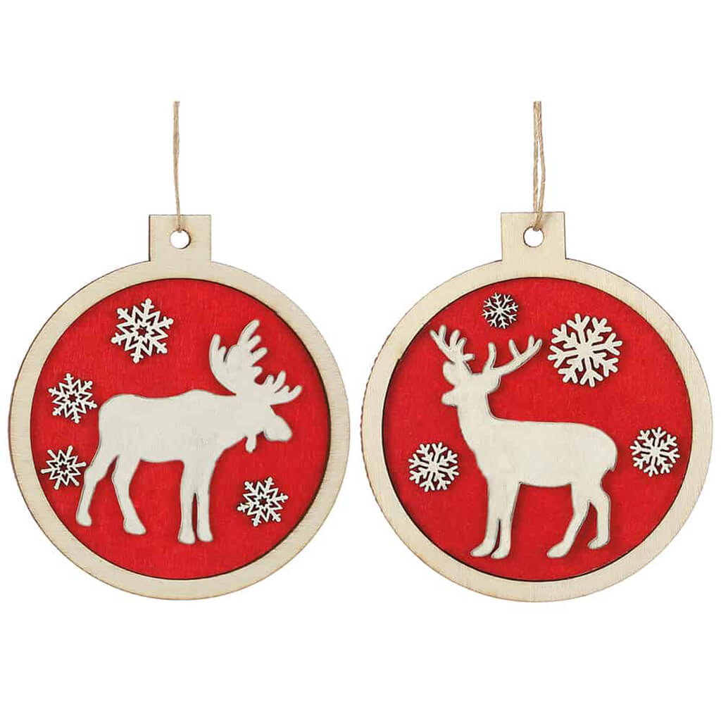 Reindeer/Moose Ornament  Set of 2, 3.75in