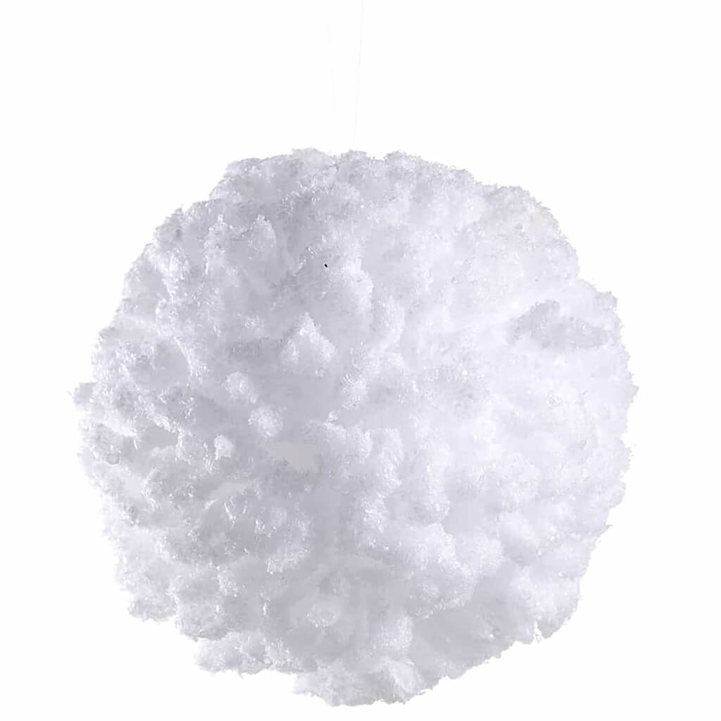 Glittered Snowball Ornament White 4in