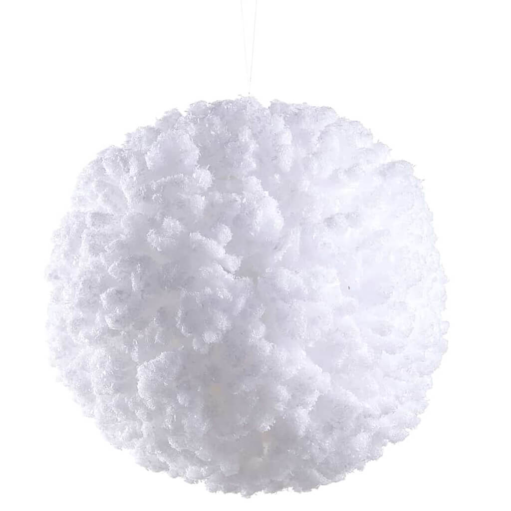 Glittered Snowball Ornament White 6in