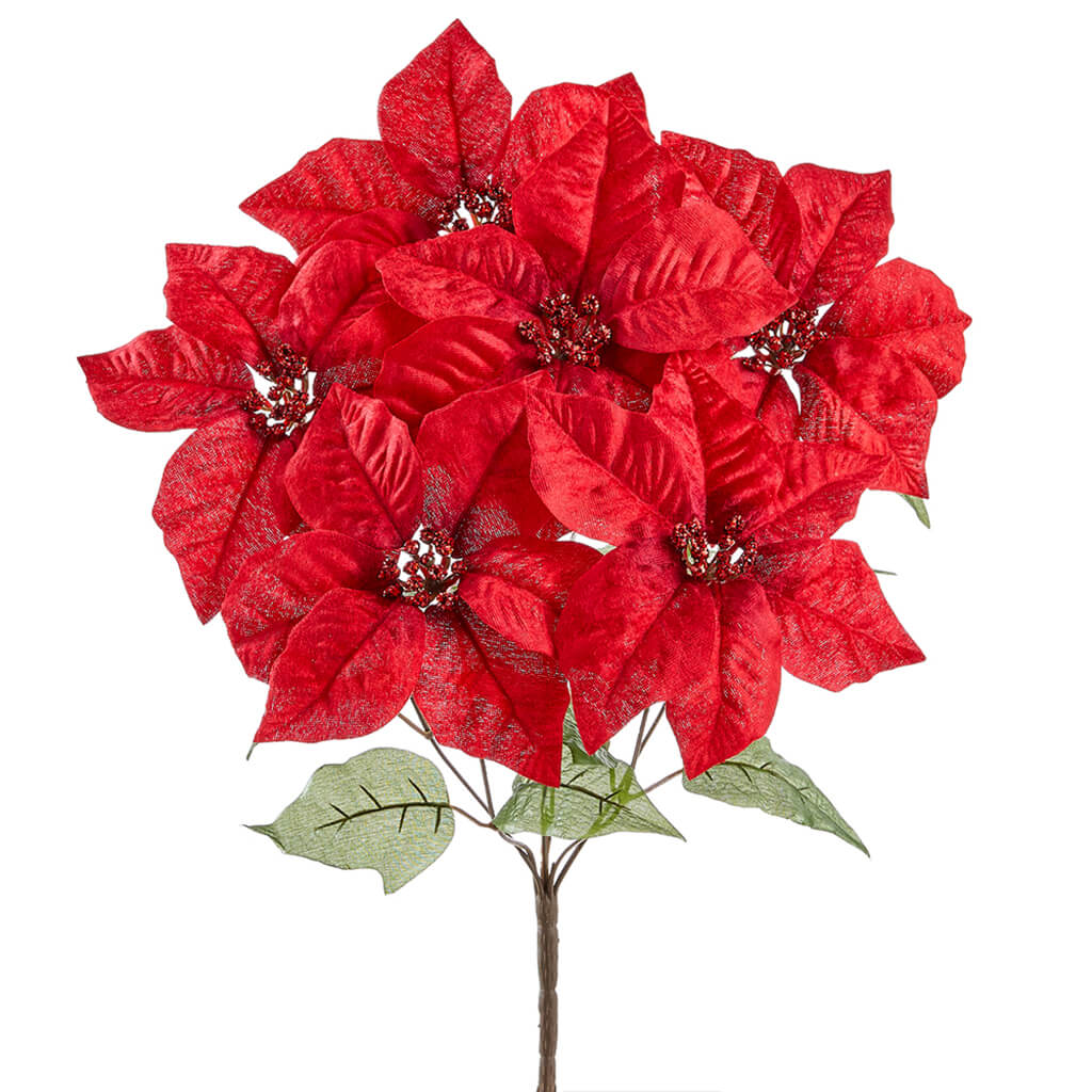 Metallic Poinsettia Bush Red 18.5in