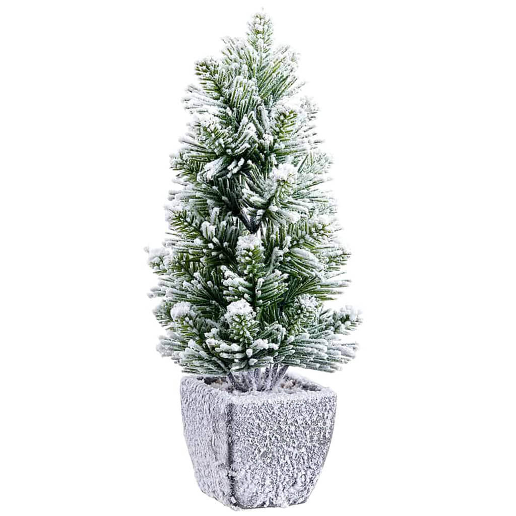 Snowed Pine Tree in Pot Green Snow 12in