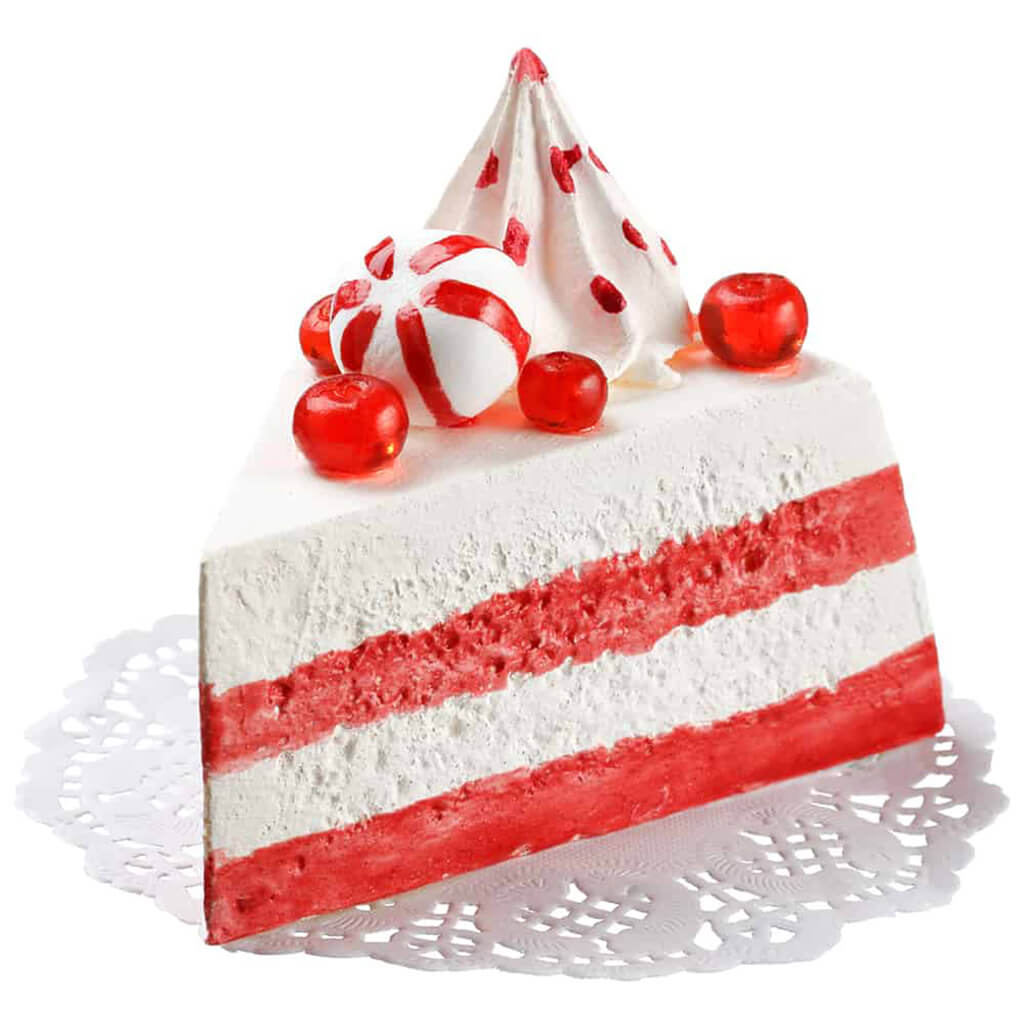 Christmas Cake Slice White Red, 4in