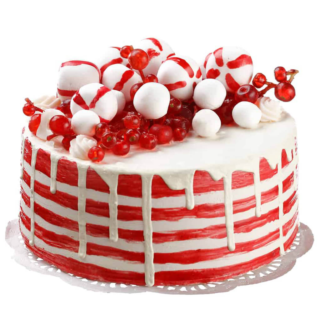 Christmas Cake White Red, 6in x 2in