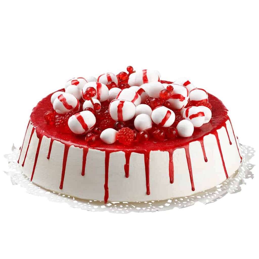 Christmas Cake White Red, 8in x 2in