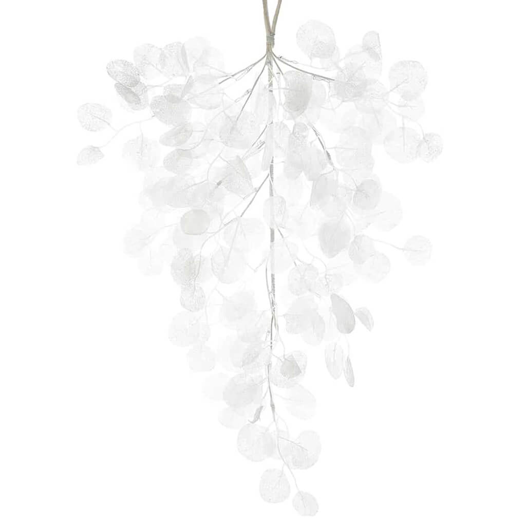 Glittered Eucalyptus Leaf Door Swag White, 31.5in