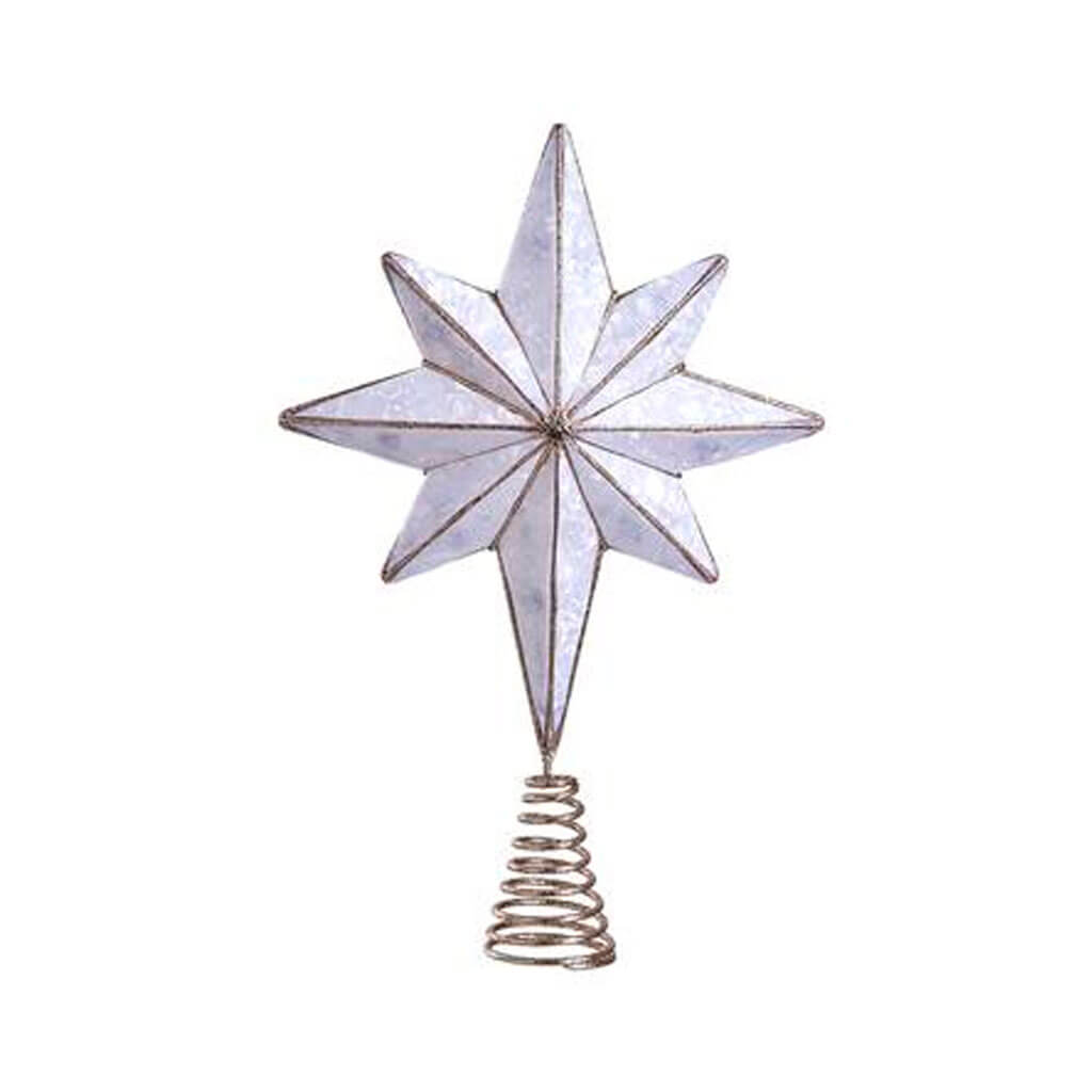 Northern Star Christmas Tree Topper in White and Gold 15in