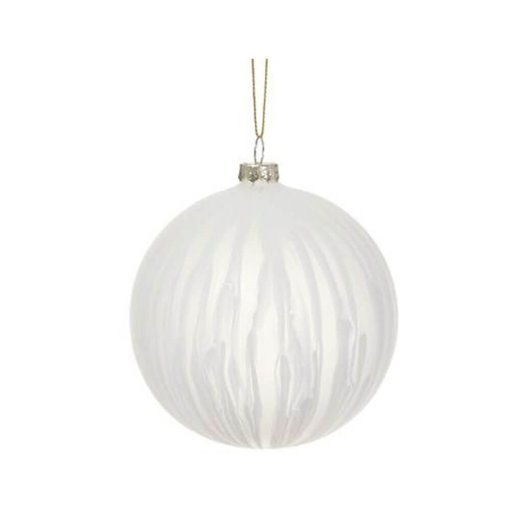 Ornament Glass Ball Frosted White 4in