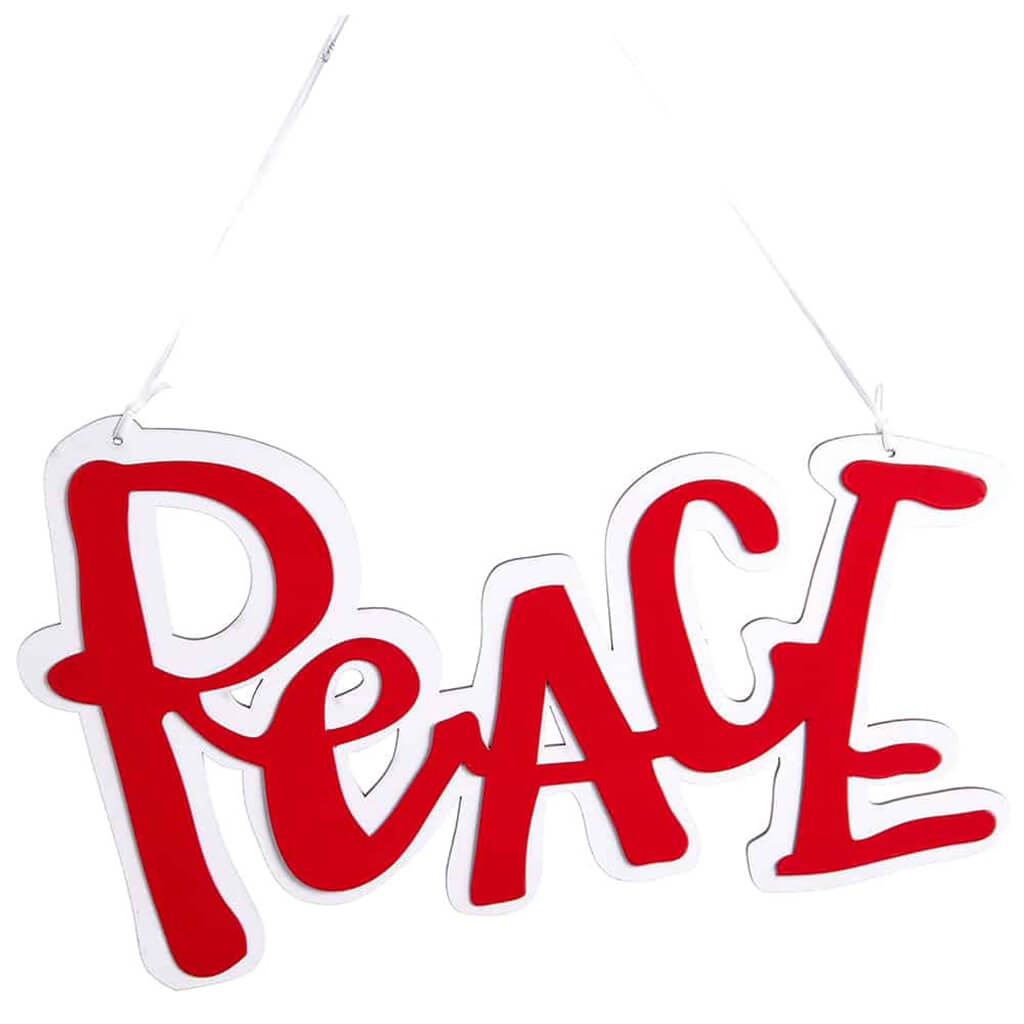 Peace Ornament Red White 7in