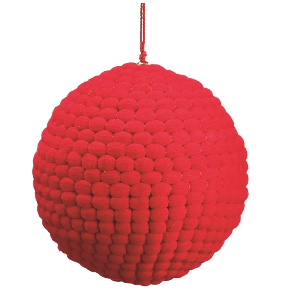 Red Yarn Ball Ornament 5in