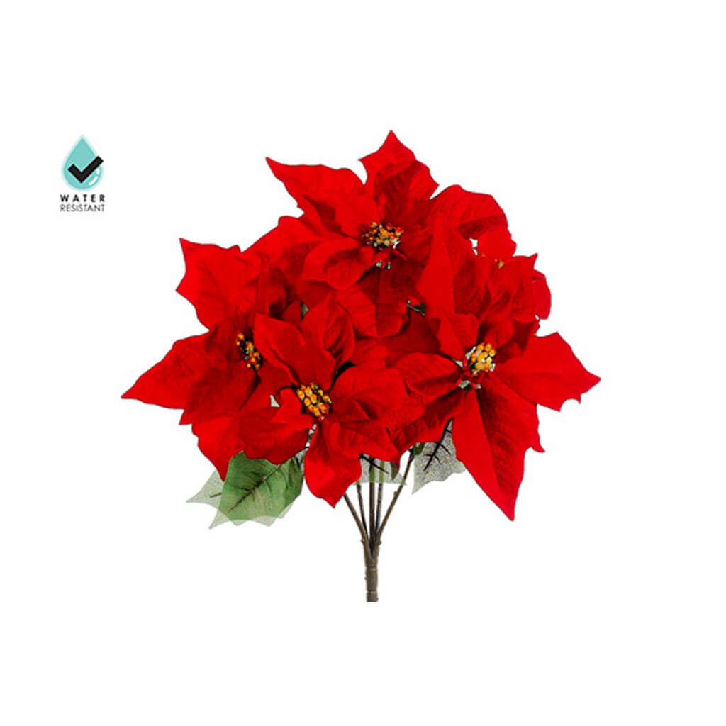 Water-Resistant Poinsettia Bush Red 19in