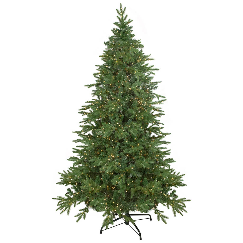 Mountain Fir Multi Functional LED-Lighted Artificial Christmas Tree w/ Stand Green 7.5ft H x 62in D