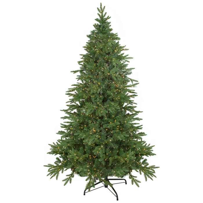 Mountain Fir Multi Functional LED-Lighted Artificial Christmas Tree w/ Stand Green 7.5ft H x 62in D