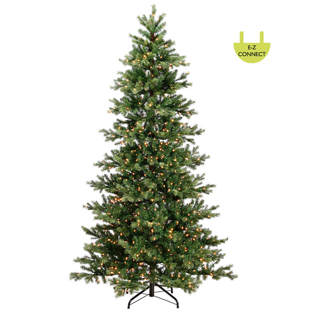 Roosevelt Pine Lighted Artificial Christmas Tree with Stand Green