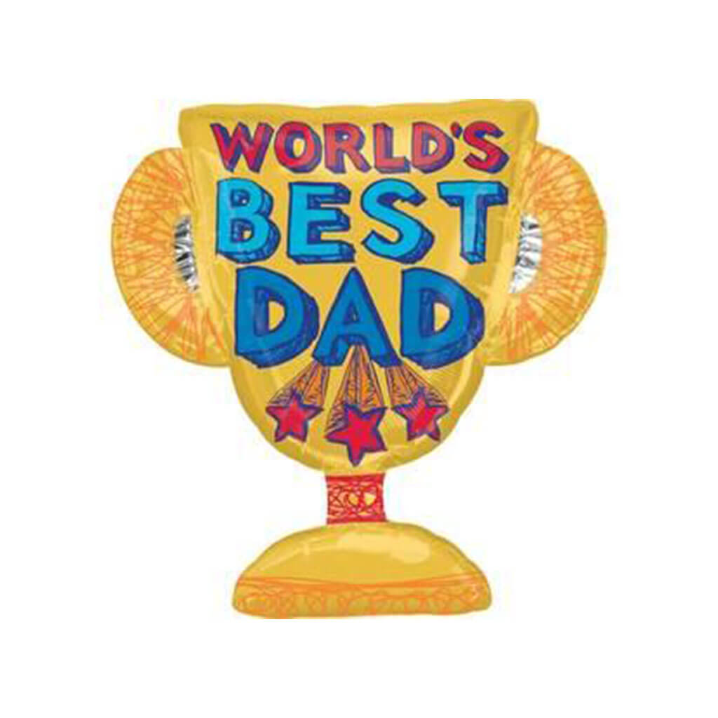 Worlds Best Dad Trophy Shape Foil Balloon, 27in