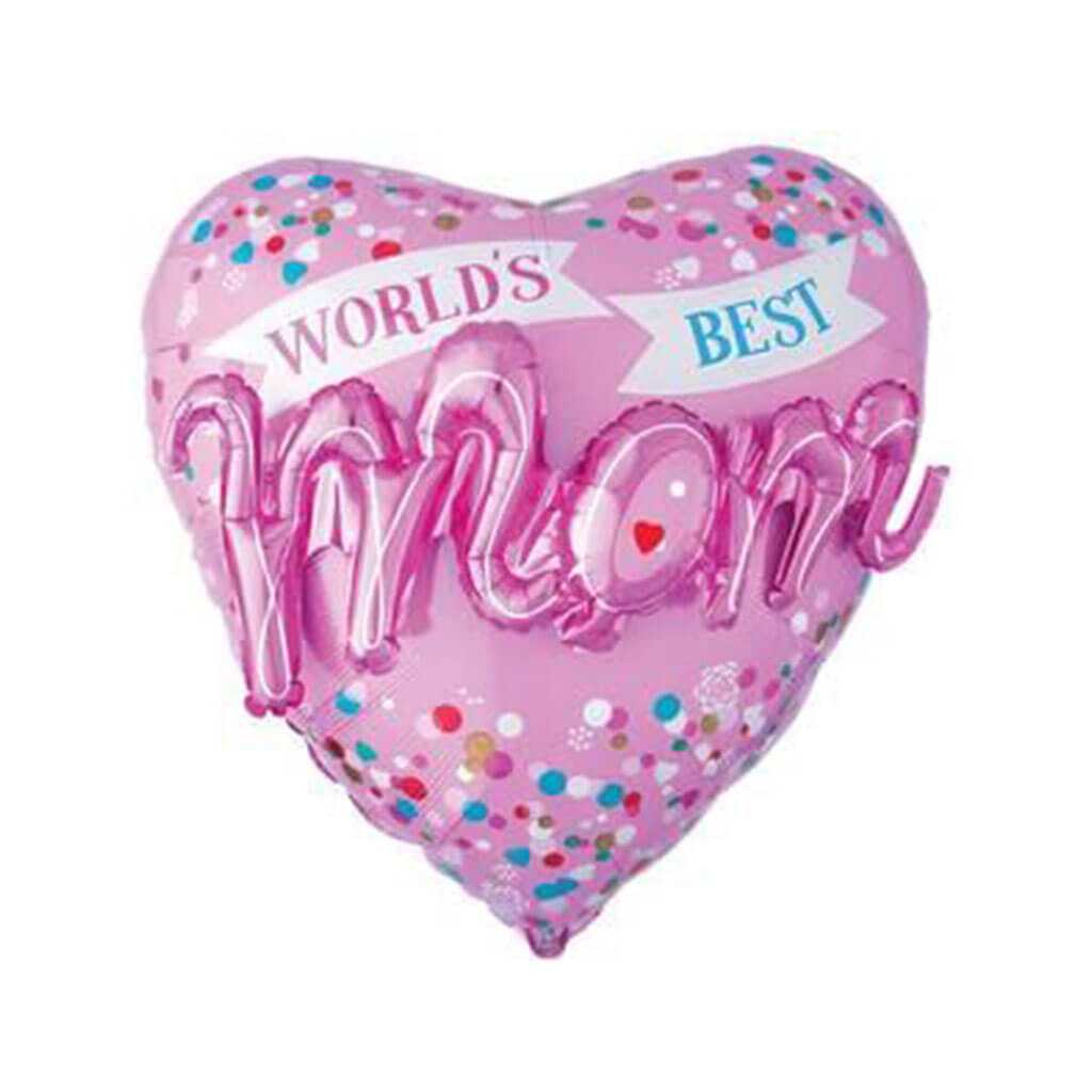 World&#39;s Best Mom Heart Shape Foil Balloon, 27in