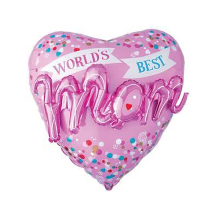 World's Best Mom Heart Shape Foil Balloon, 27in