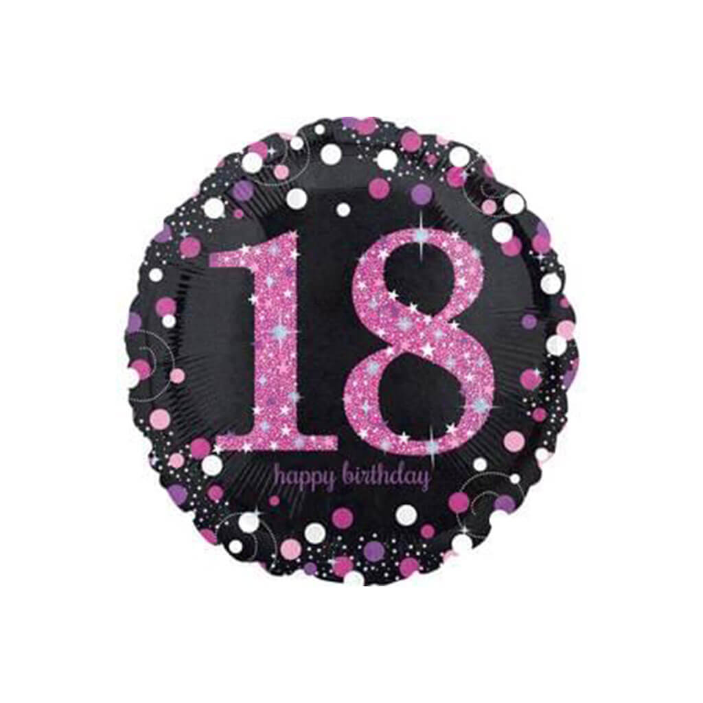 Pink Celebration Birthday Holographic Foil Balloon, 18in