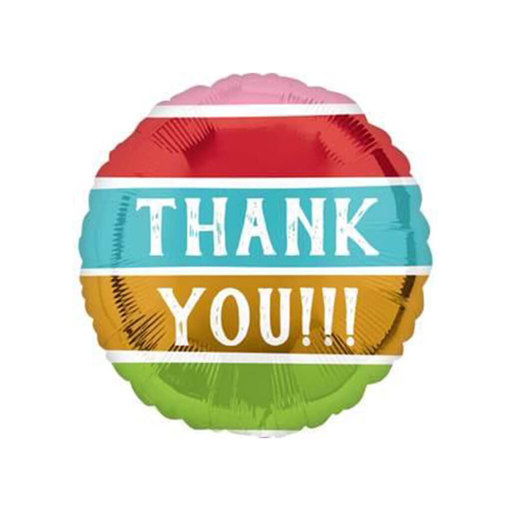 Thank You Striped Colors Foil Balloon, 18in