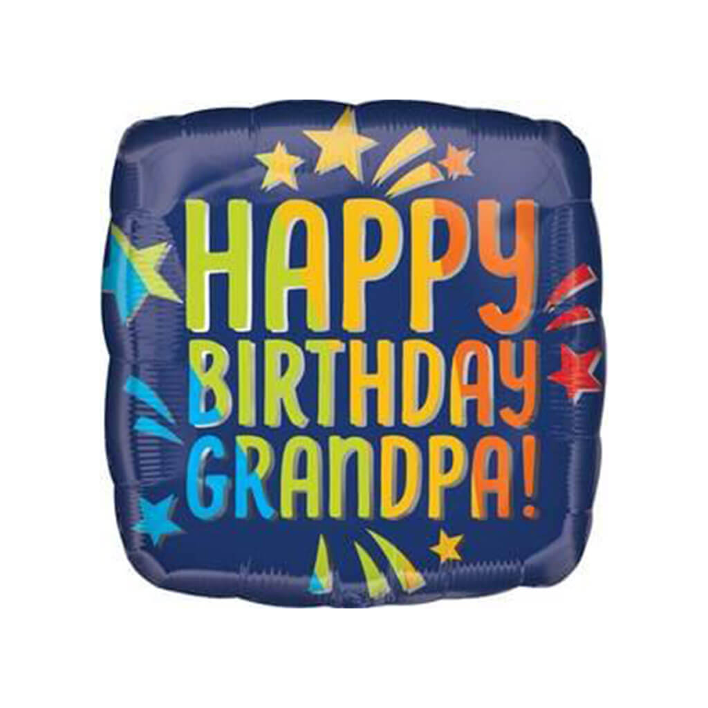 Happy Birthday Grandpa Blue Rainbow Foil Balloon, 18in