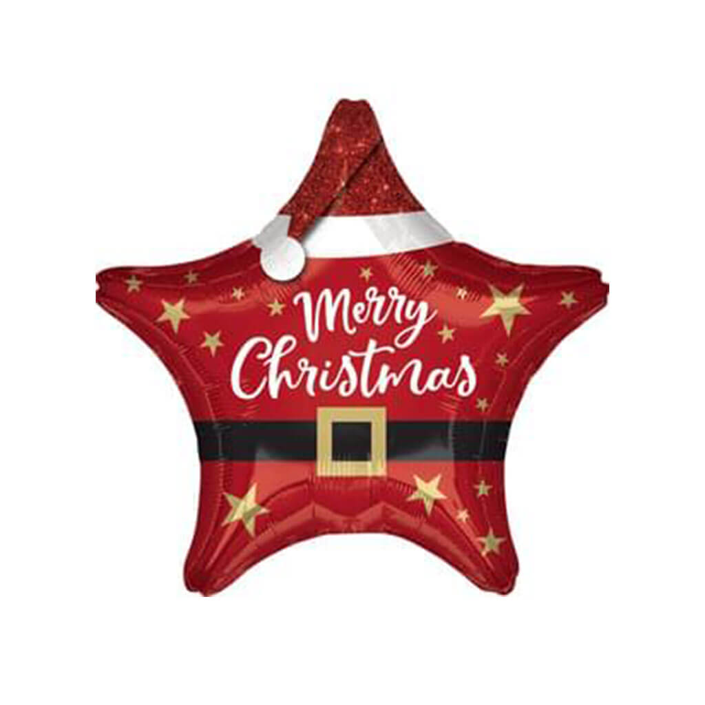 Santa Christmas Star Shape Foil Balloon, 19in