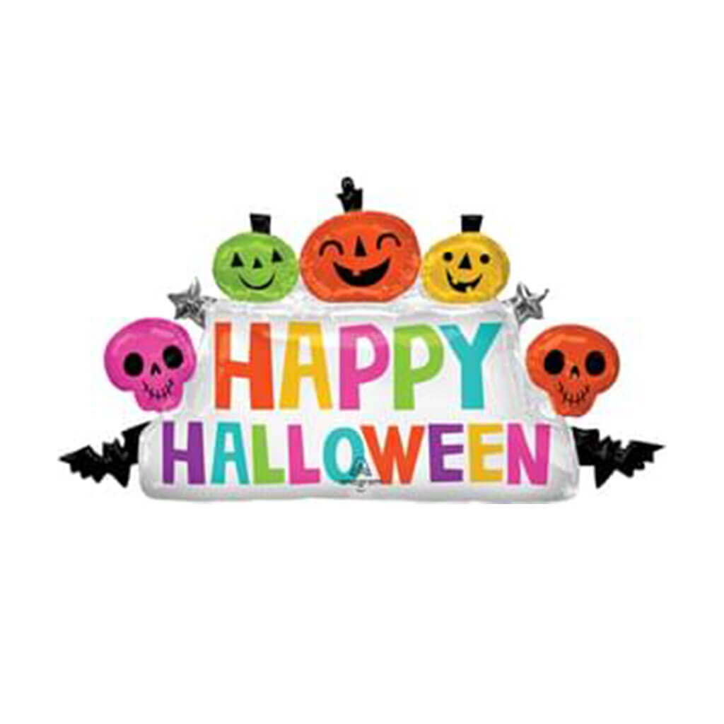 Colorful &amp; Creepy Halloween Marquee Super Shape Foil Balloon, 39in