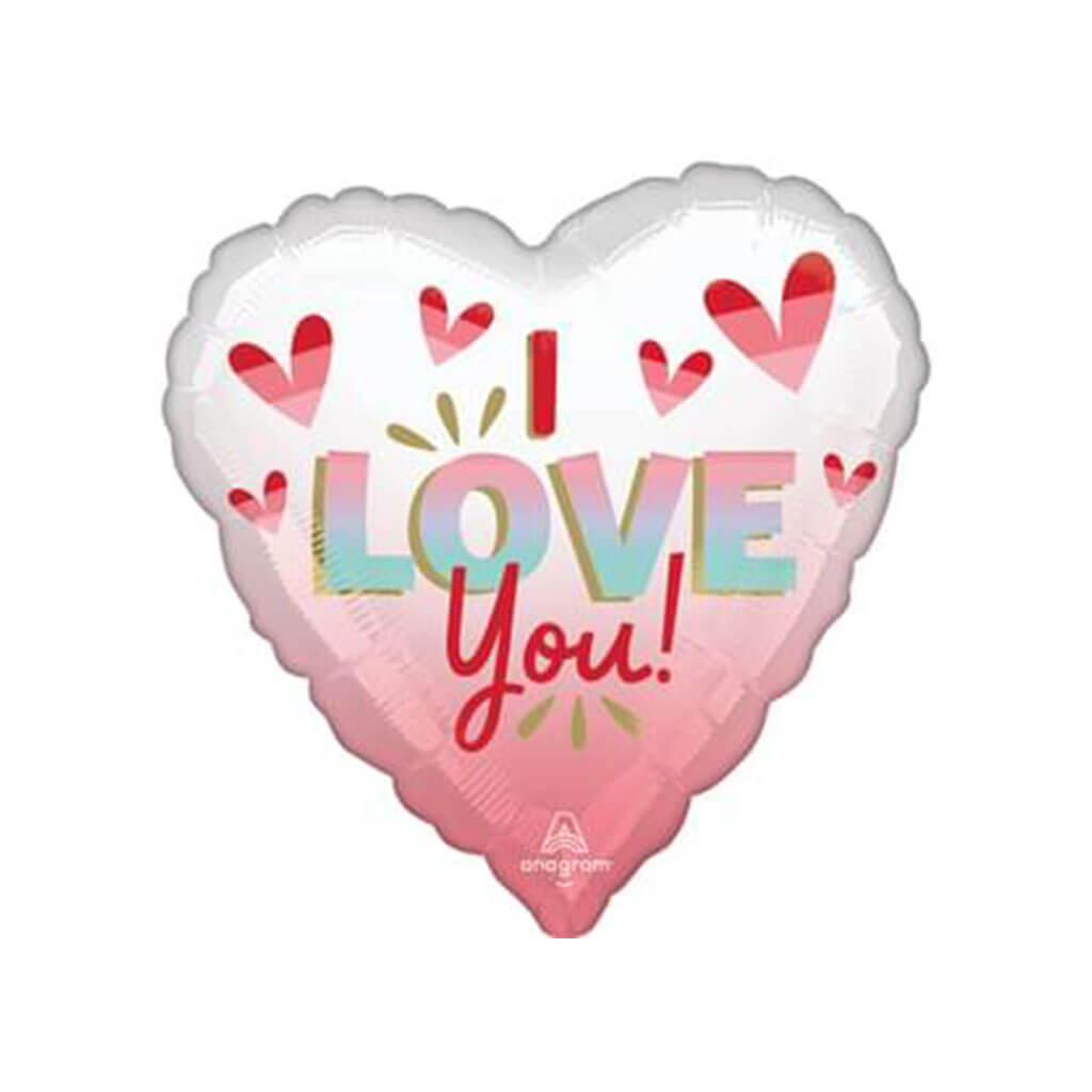 I Love You Diffused Ombre Foil Balloon, 18in