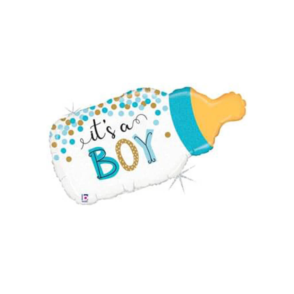 Confetti Baby Boy Bottle Shape Foil Balloon, 33in