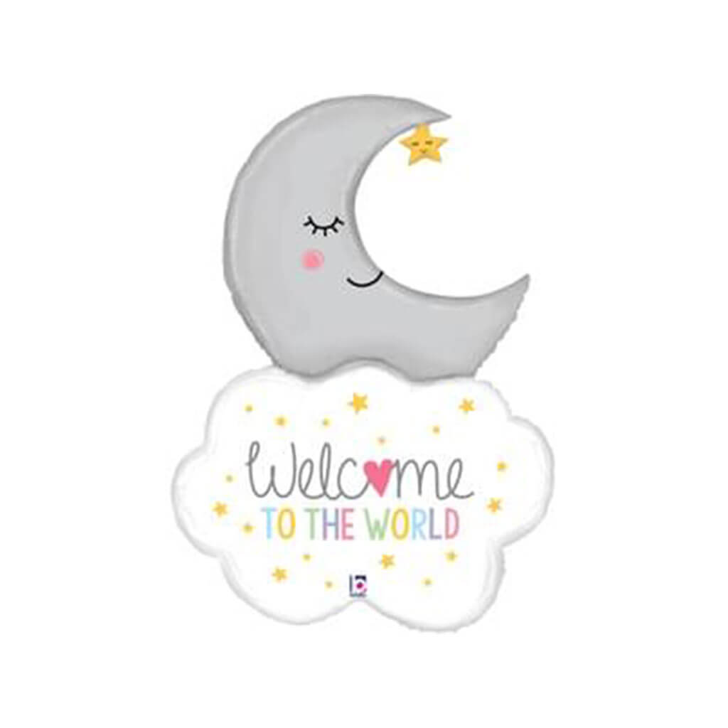 Welcome Baby Moon Shape Foil Balloon, 42in