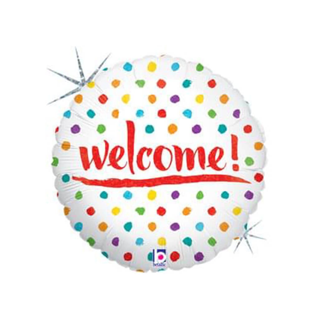 Welcome Dots Foil Balloon, 18in