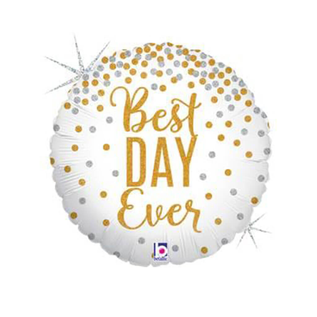 Glittering Best Day Ever Foil Balloon, 18in