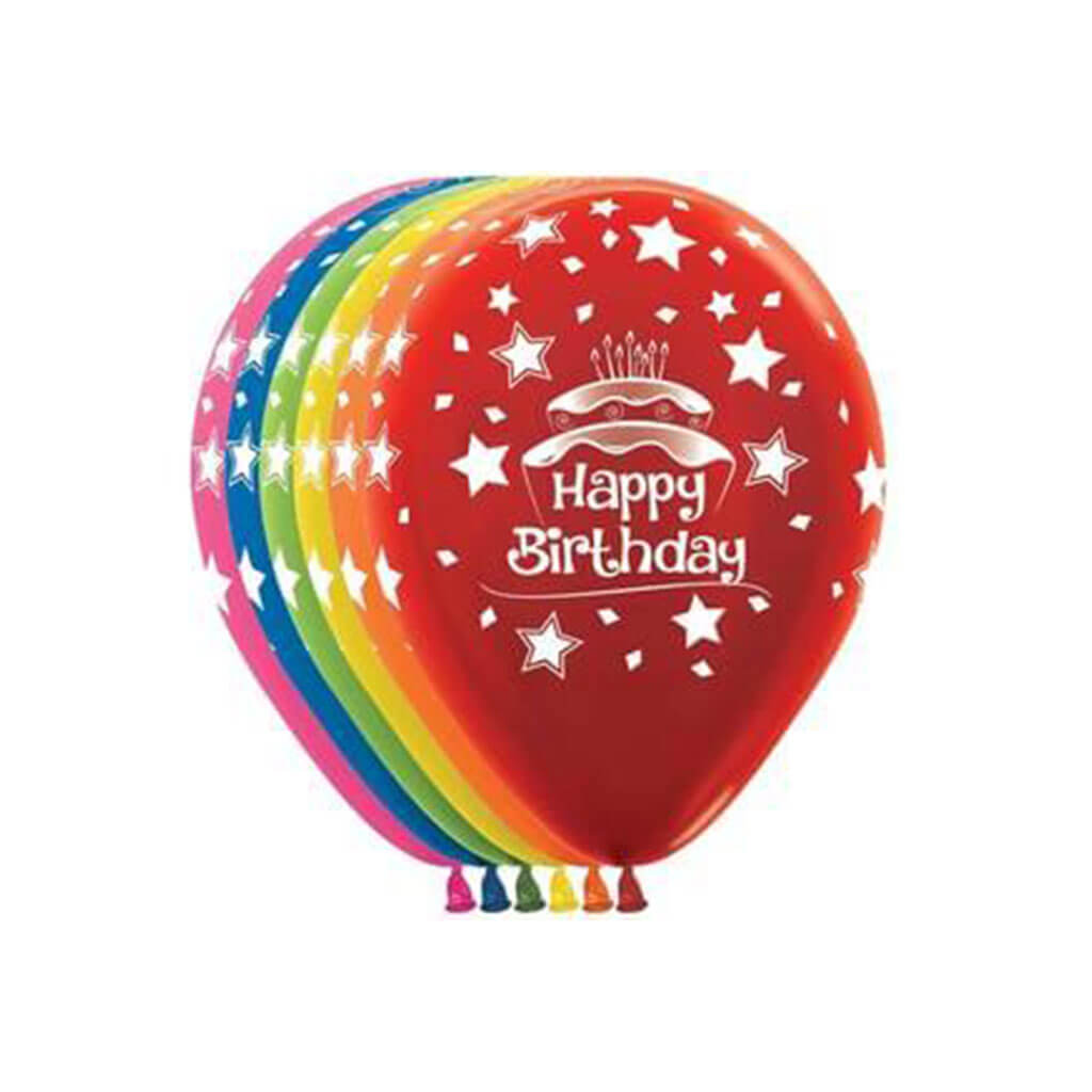 Birthday Cake Metallics Around Latex Balloon, 11in