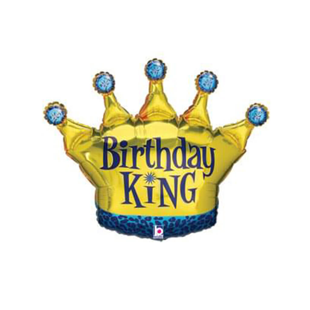 Birthday King Shape Foil Balloon, 36in