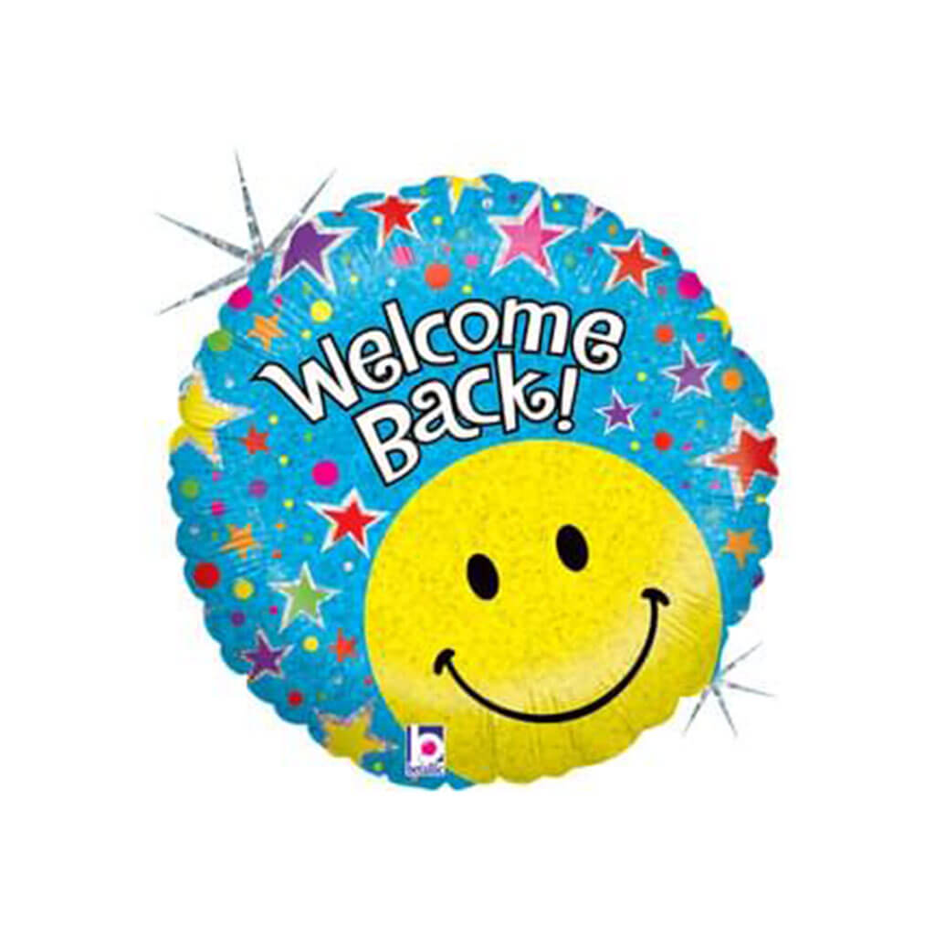 Welcome Back Smiley Foil Balloon, 18in