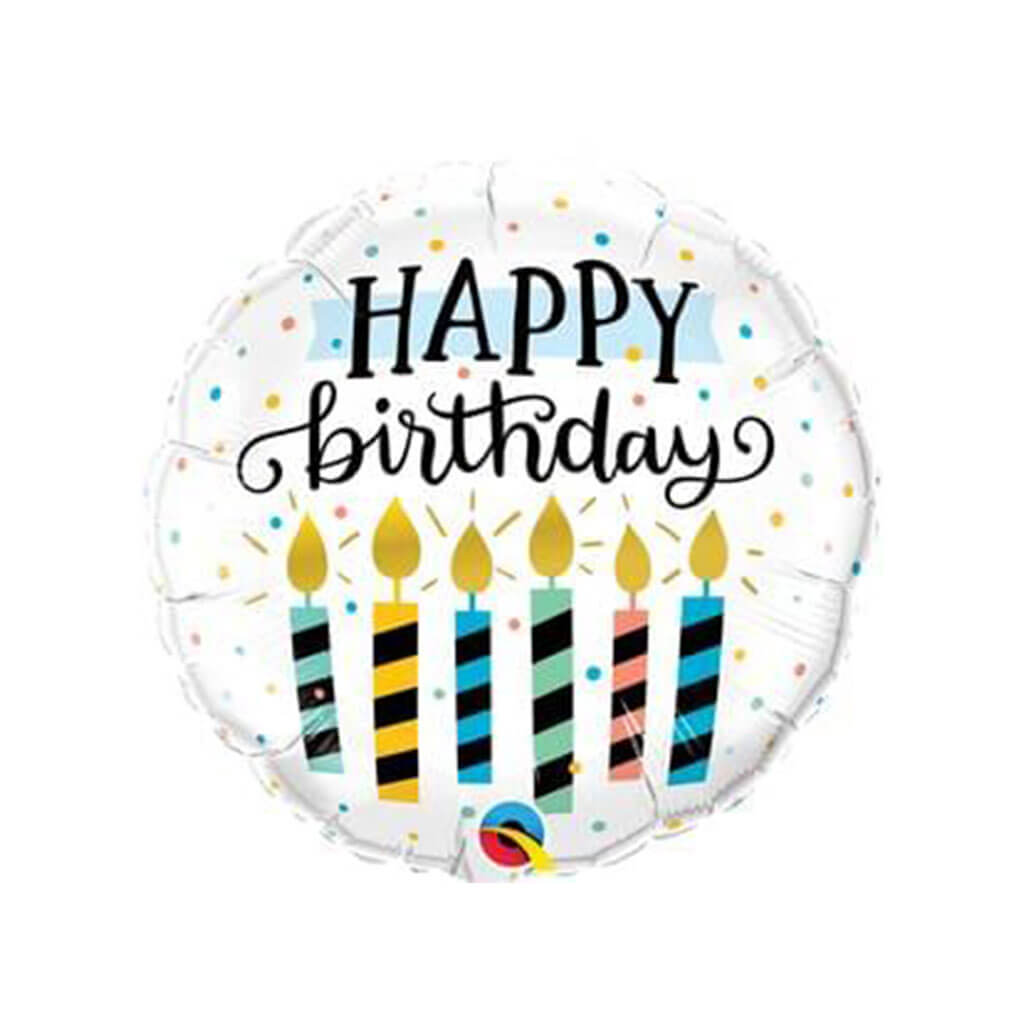 Birthday Candles &amp; Dots Foil Balloon, 18in