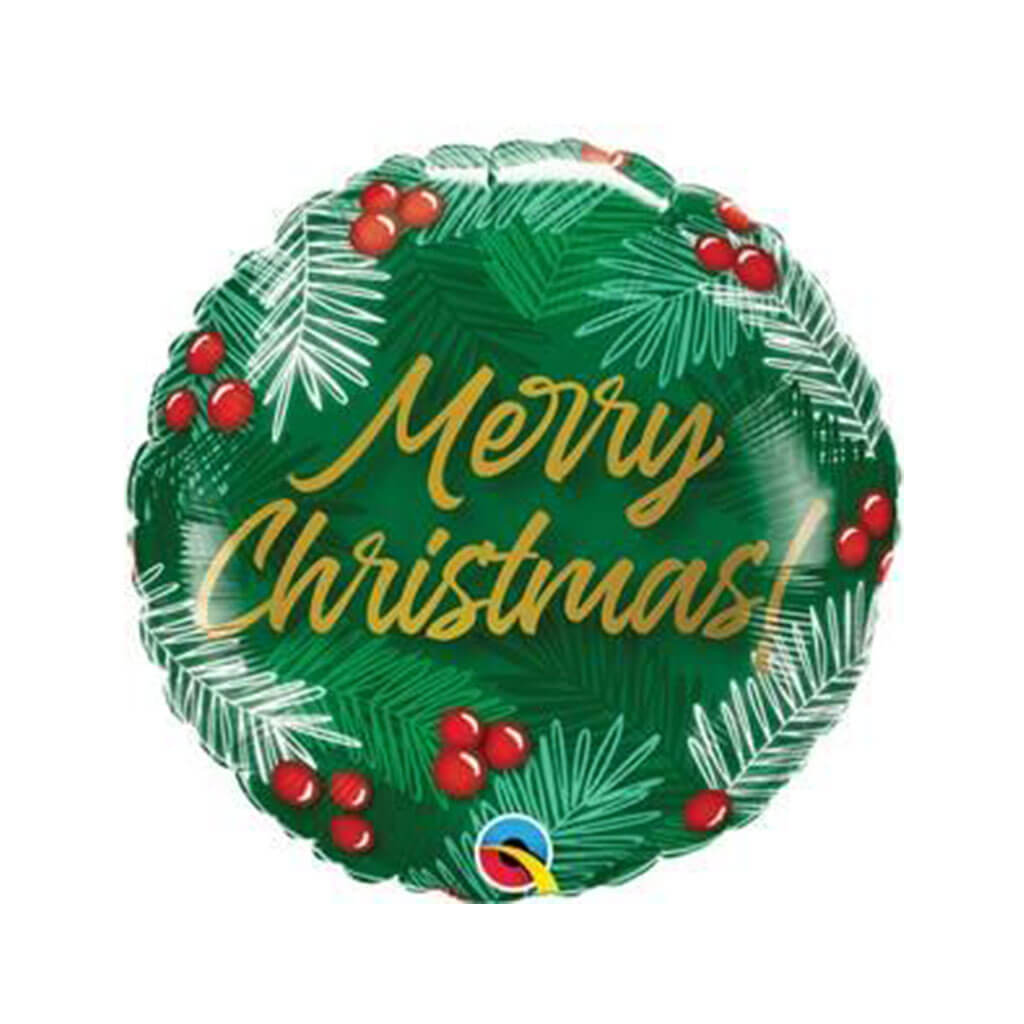 Christmas Greens &amp; Berries Foil Balloon, 18in