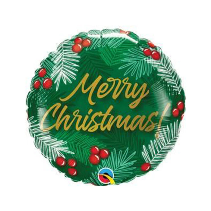 Christmas Greens & Berries Foil Balloon, 18in