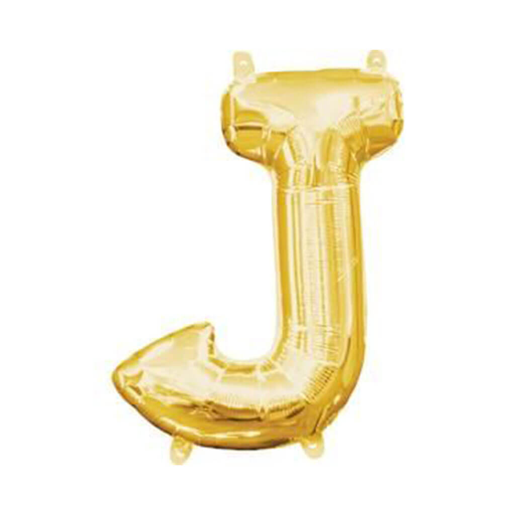 Mini Gold Foil Balloon Letter J, 16in