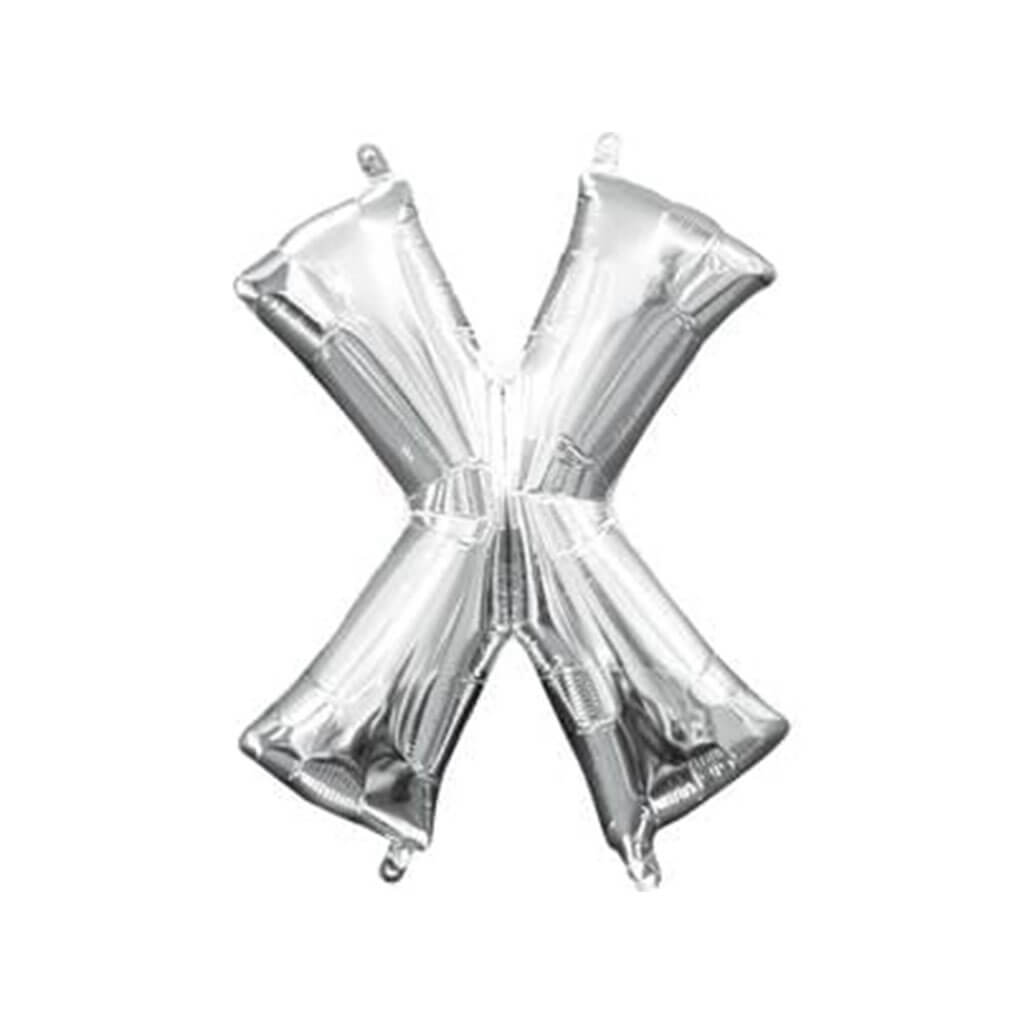Mini Silver Foil Balloon Letter X, 16in