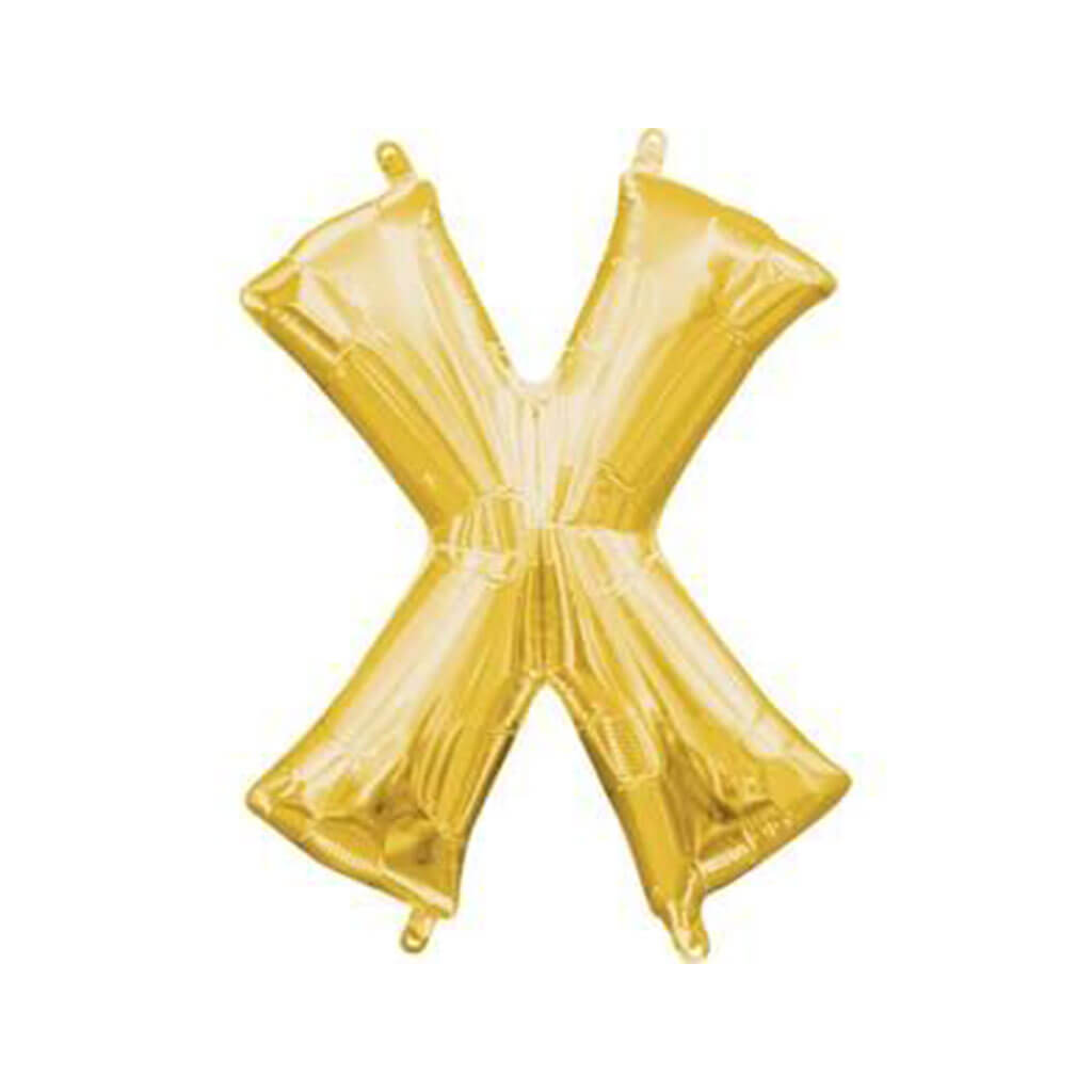 Mini Gold Foil Balloon Letter X, 16in