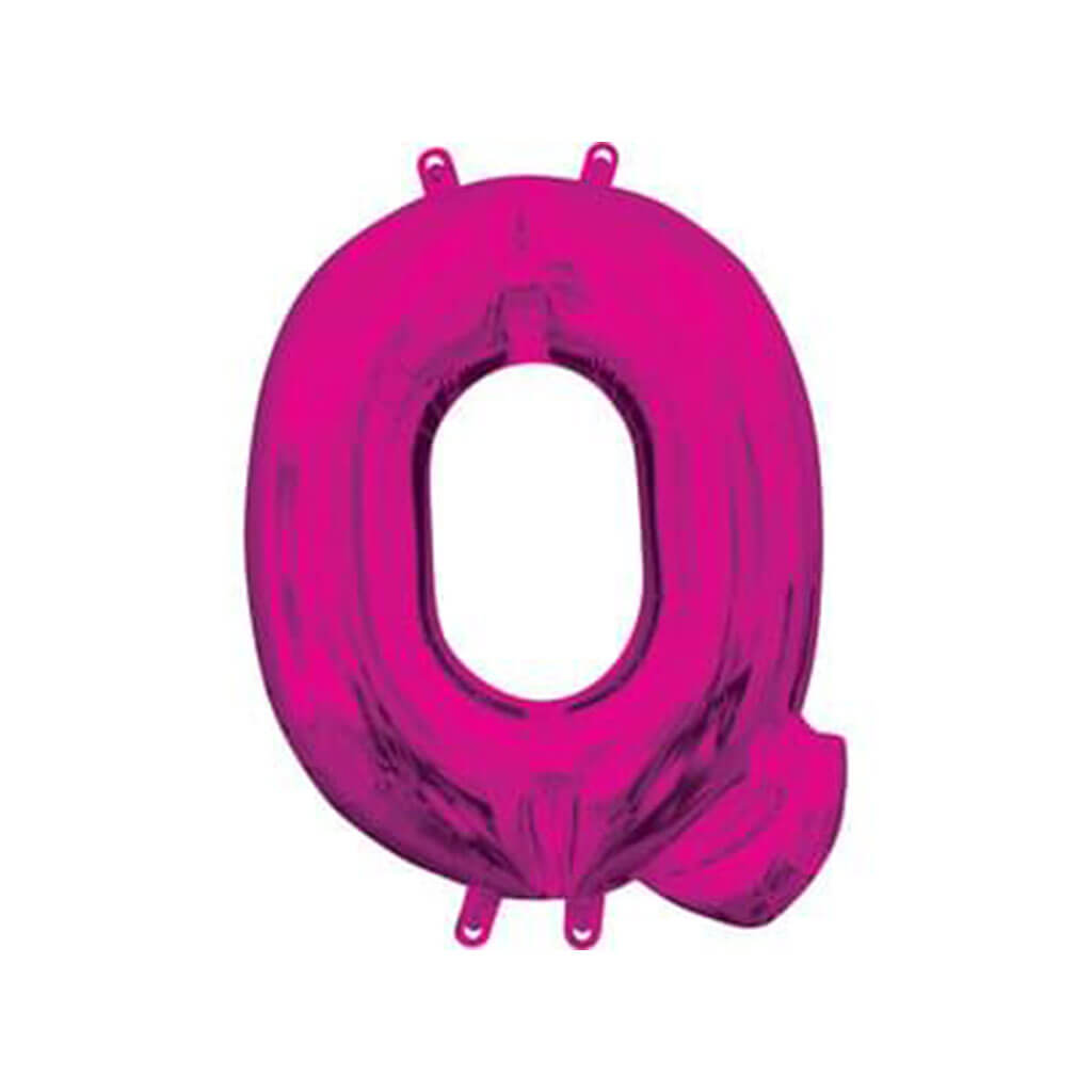 Mini Pink Foil Balloon Letter Q, 16in