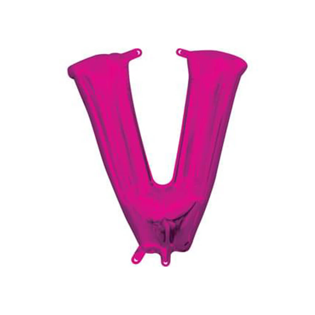 Mini Pink Foil Balloon Letter V, 16in