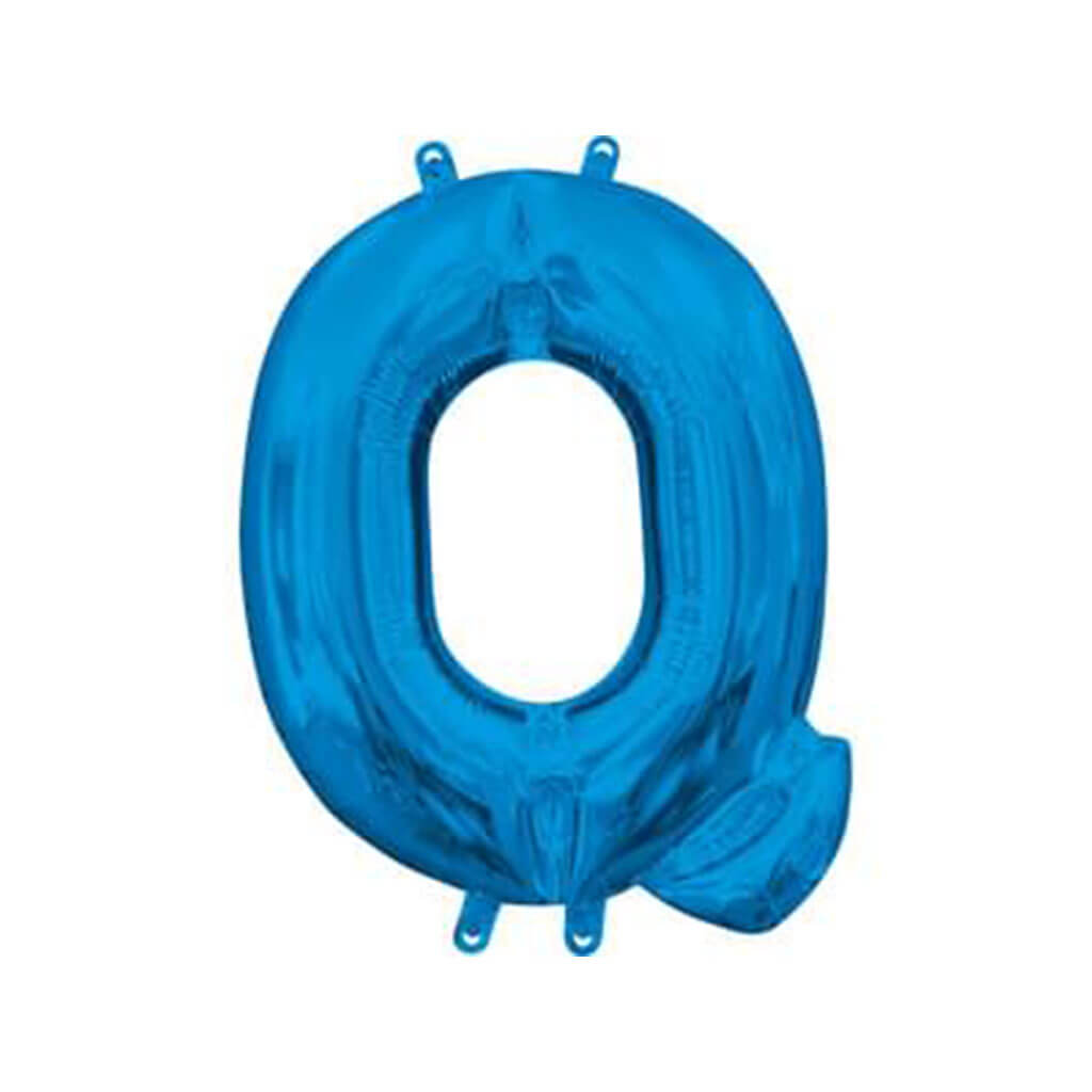 Mini Blue Foil Balloon Letter Q, 16in